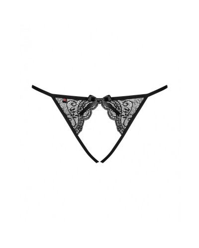 Slip Obsessive Miamor crotchless panties L/XL Zwart Kant