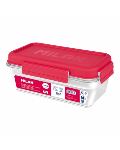 Boîte à lunch hermétique Milan 1,2 L Rose Transparent Plastique Rectangulaire