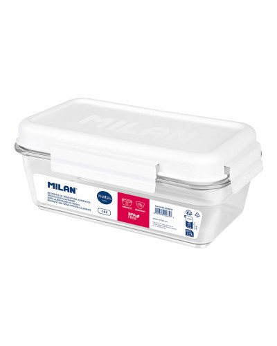 Porta pranzo Ermetico Milan 1,2 L Bianco Trasparente Plastica Rettangolare