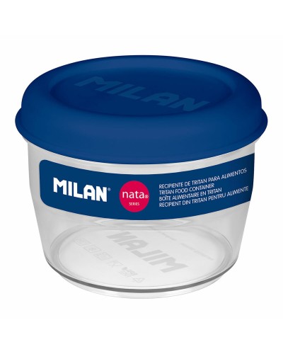 Fiambrera Hermética Milan 500 ml Azul Transparente Plástico Redonda Ø 12 cm