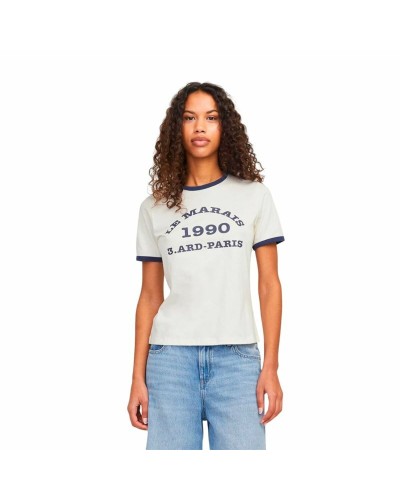 Camiseta de Manga Corta Mujer Jack & Jones Jxperle Reg Fit Blanco