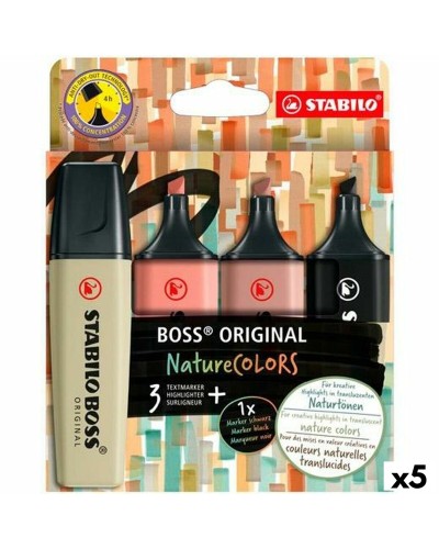 Fluorescerande markörsuppsättning Stabilo BOSS ORIGINAL NATURECOLORS Multicolour 4 Delar (5 antal)