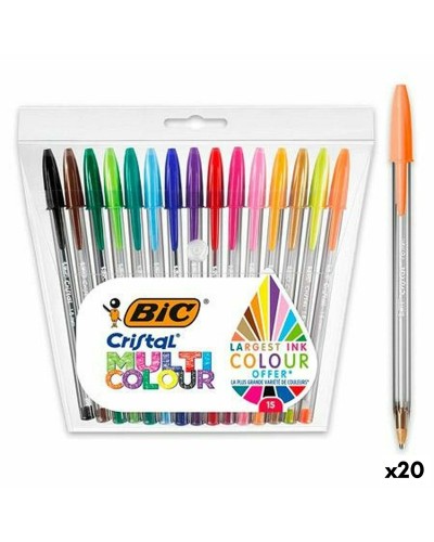 Set Balpennen Bic Multicolour 15 Onderdelen (20 Stuks)