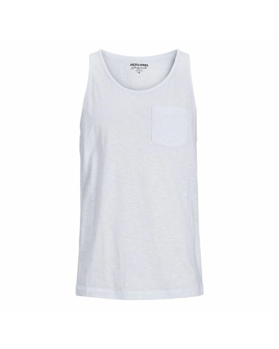 Jack & Jones Herren Tanktop Tampa Slub Weiß - Atmungsaktive Baumwolle Sommer
