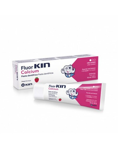 Kin Fluorkin Strawberry Flavored Calcium Toothpaste 75ml - Children's Cavity Protection
