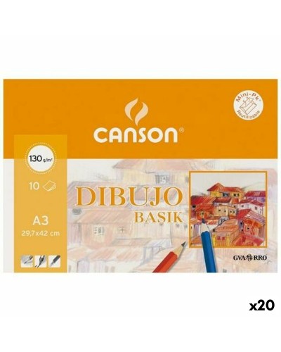 Canson Basik - Blocco Disegno 10 Fogli - A4 - 20 Pezzi - Carta Liscia
