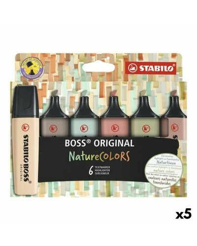 Stabilo Boss Nature Colors - Set de 5 Surligneurs Multicolores Originaux
