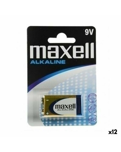 Maxell Pile Alcaline 9V 6LR61 - Pack 12 Unités - Longue Durée
