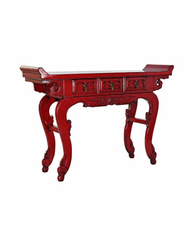DKD Home Decor Mueble Recibidor de Metal Rojo y Madera de Olmo de 135 x 37 x 89 cm
