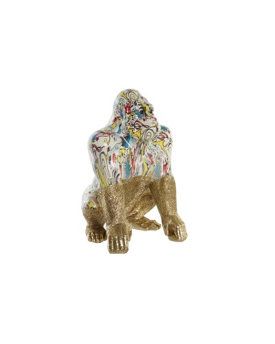 Statue Gorille Décorative DKD Home Decor Dorée 28,5 x 26,5 x 41 cm
