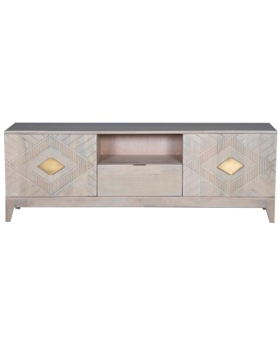 Meuble TV Mobile DKD Home Decor Beige 175x40x60cm en Métal et Bois de Manguier
