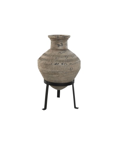 ESPRIT Indoor-Vase Schwarz Beige aus Metall und Magnesium, 28 x 28 x 47 cm
