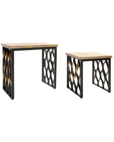 Tisch Home ESPRIT aus Holz und Metall | 2er-Set | Modernes Design | Vielseitig verwendbar | 64x34x65 cm
