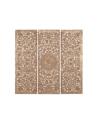 Päätylevy Home ESPRIT Kullattu Luonnollinen Puu MDF 180 x 3,5 x 180 cm