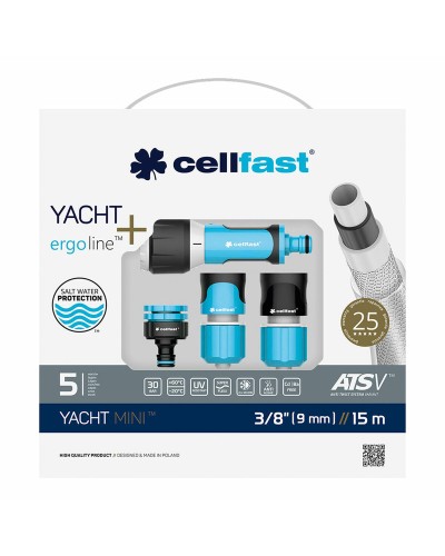 Slang med tillbehörssats Cellfast Yacht Mini Ats PVC 15 m Ø 9 mm