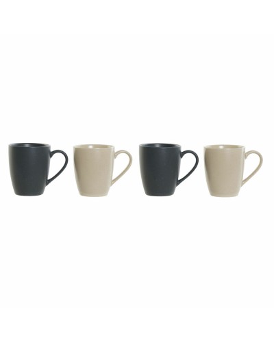 DKD Home Decor Mugs in Stoneware, 4 Pieces, Beige and Graduated Gray, 300ml, 19x13x31cm
