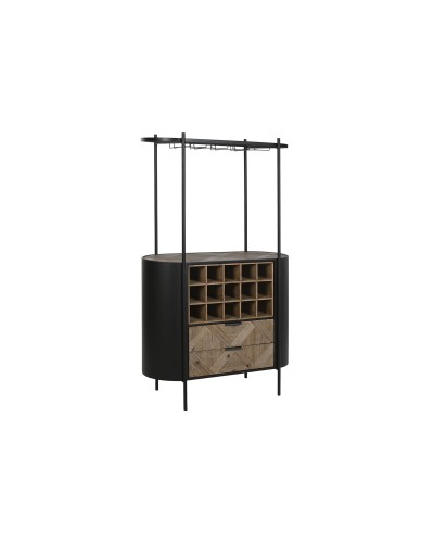 ESPRIT Black Metal and Fir Wood Bottle Rack, 90 x 36 x 150 cm
