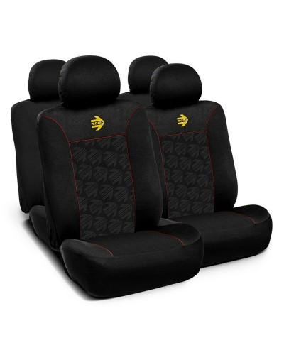 Momo Car Seat Covers Black Red - Complete Set 11 Universal Pieces

