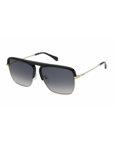 Zadig & Voltaire SZV321 : Lunettes de Soleil Unisexe, Monture Noir/Or, 60mm
