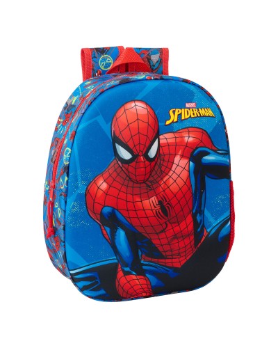 Barnryggsäck Spider-Man Röd Marinblå 27 x 33 x 10 cm 3D