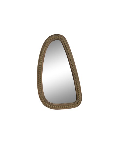 Miroir mural ESPRIT en bois colonial marron, 34 x 60 cm, décoré de billes.
