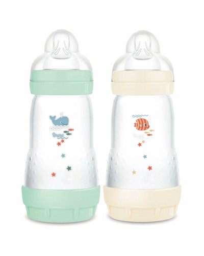 MAM Easy Start Anti-Colic Baby Bottle - 260ml Green Beige - Fish Design

