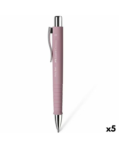 Faber-Castell Poly Ball XB - Stylo à Bille Rose - Lot de 5 Unités
