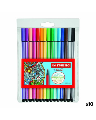 Stabilo Pen 68 Set 10 Pennarelli Multicolore - Punta Media - Design Iconico
