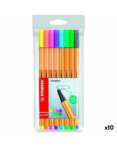 Set Viltstiften Stabilo Point 88 Multicolour (10 Stuks)