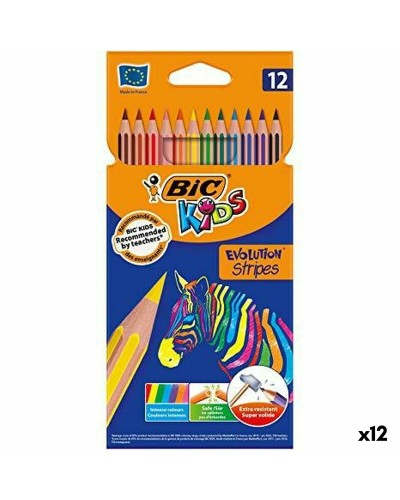 Lápices de colores Bic KIDS EVOLUTION STRIPES Multicolor 12 Piezas (12 Unidades)