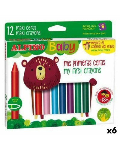 Crayons gras de couleur Alpino Baby Multicouleur 12 Pièces (6 Unités)