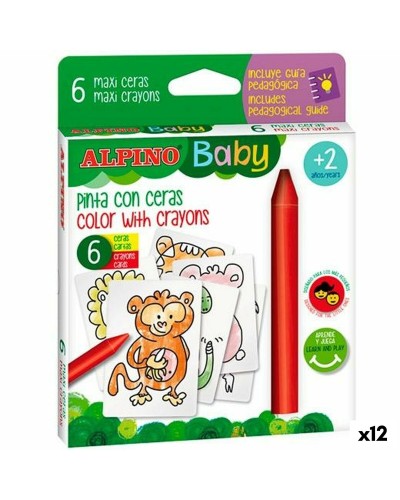 Crayons gras de couleur Alpino Baby Jungle Multicouleur (12 Unités)