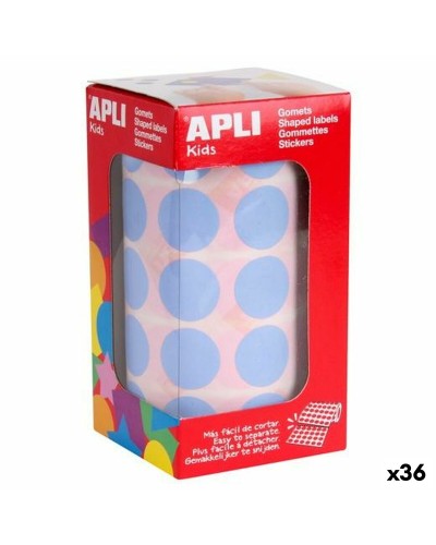 Autocollants Apli Gomets Bleu clair Rond (36 Unités)