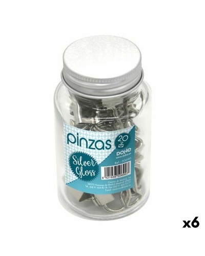 Klemmen DOHE SILVER GLOSS Zilverkleurig Metaal 19 mm 20 Onderdelen (6 Stuks)