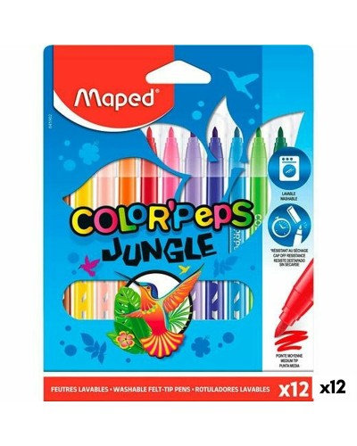 Set Viltstiften Maped COLOR´PEPS JUNGLE Multicolour 12 Onderdelen (12 Stuks)