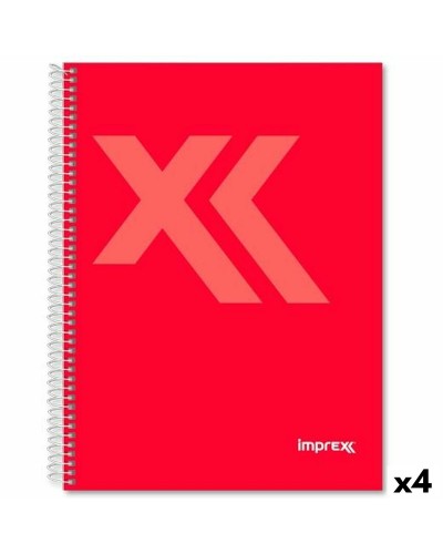 Anteckningsbok Imprex Röd A5 80 Blad (4 antal)