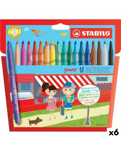Set di Pennarelli Stabilo POWER Multicolore 18 Pezzi (6 Unità)