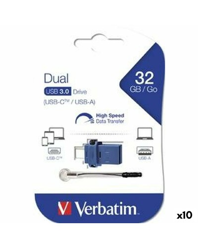 USB-tikku Verbatim GO SPEED DUAL Sininen 32 GB (10 osaa)