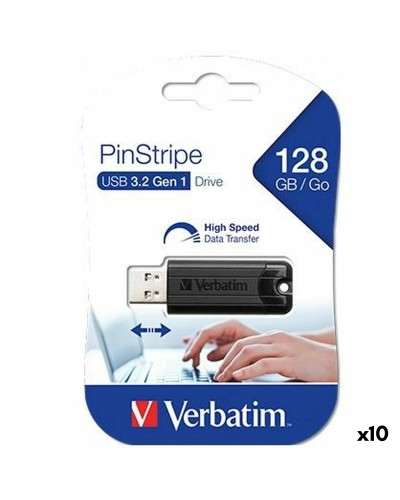 USB-tikku Verbatim PINSTRIPE Musta 128 GB (10 osaa)