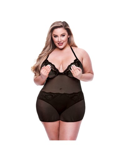 Set med underkläder Baci Lingerie Svart (Queen size)