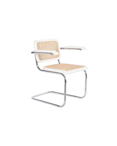 Stol för golv DKD Home Decor Vit Silvrig Naturell 65,5 x 62 x 79 cm