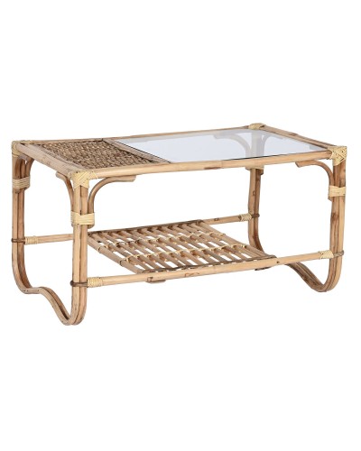 Tavolino da caffè ESPRIT in bambù naturale e rattan - 76 x 46 x 40 cm