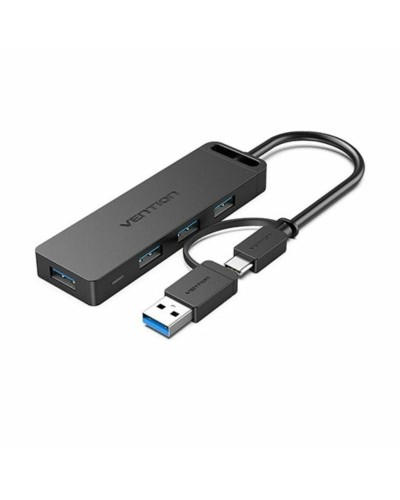 Vention USB 3.0 4-Port Hub Black - Fast Data Transfer - PC and Laptop
