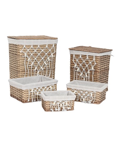 ESPRIT Wäschekorb aus Shabby Chic Weide, 47 x 35 x 55 cm, 5er Set
