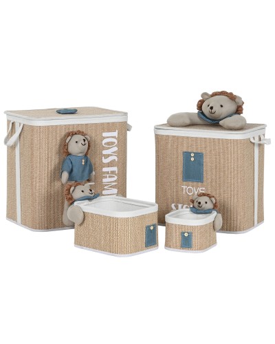 ESPRIT Wäschekorb Naturgrün für Kinder (44x44x45cm, 4 Stück)
