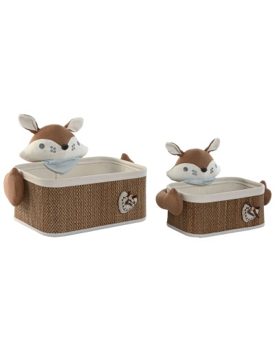 Korisetti Home ESPRIT Sininen Ruskea 43 x 33 x 32,5 cm (2 Kappaletta)