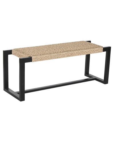 Bench Home ESPRIT Black Synthetic fibre Fibre Teak 120 x 40 x 45 cm