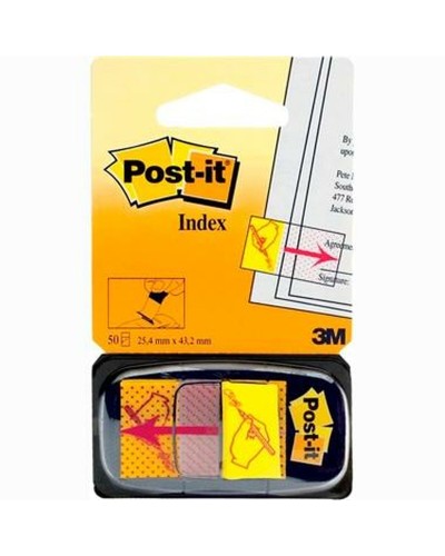 Notes Adhésives Post-it INDEX 680 Jaune 25 x 50 mm