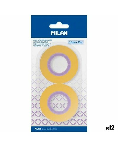 Set di Nastri Adesivi Milan Giallo 12 mm x 33 m 2 Pezzi (12 Unità)