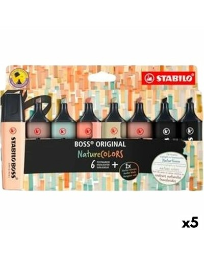 Valoa heijastava kynäsetti Stabilo BOSS ORIGINAL NATURECOLORS Monivärinen 8 Kappaletta (5 osaa)
